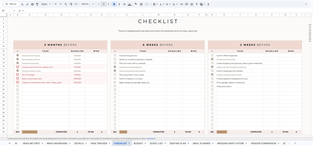 Checklist — The Vows Planner product screenshot